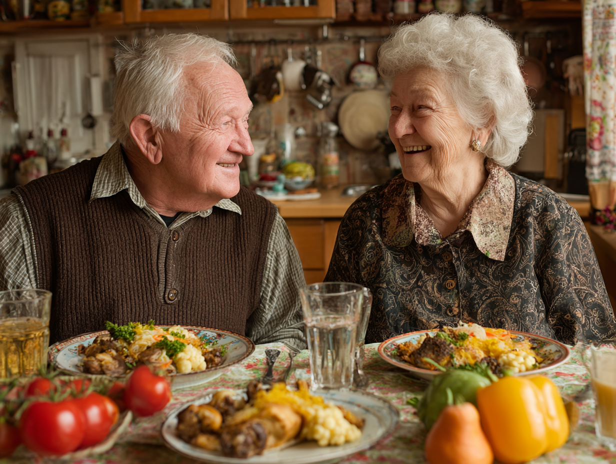 Щаслива людина з здоровою їжею